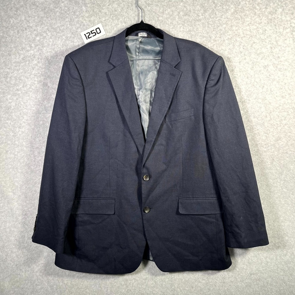 J.M. Haggar Blazer Jacket Mens 44R Blue Lined Notch Lapel Single Breasted Formal